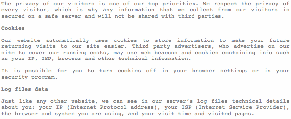 Email us for our disclaimer/privacy policy if this page doesn't work properly